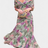 Vestido Longo Floral com Decote em V e Toque Romântico