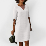 Vestido Diário com Decote em V