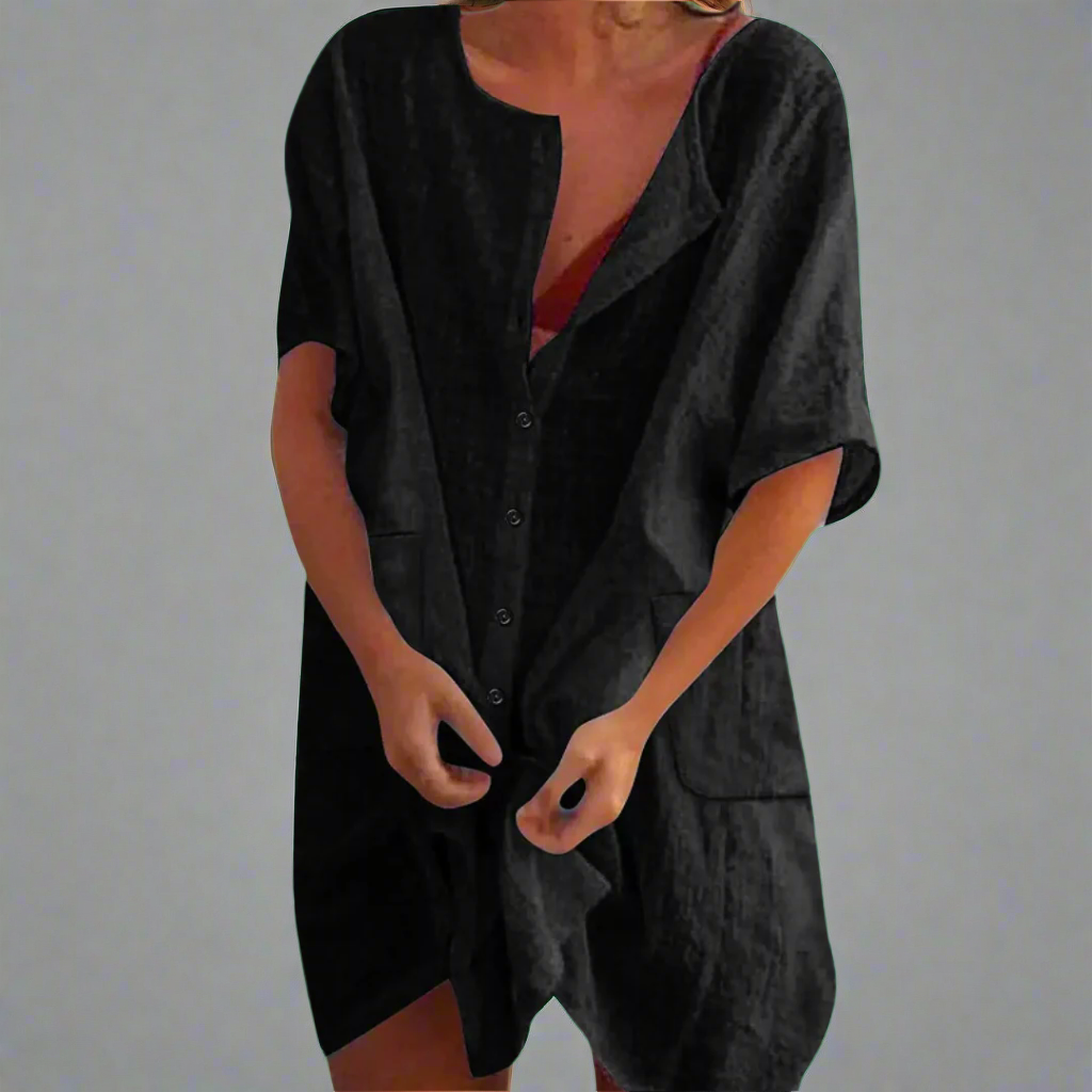 Vestido de verão orgânico em algodão e linho para momentos confortáveis de verão