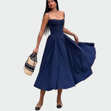 Vestido Comprido de Cetim com Alças Finas