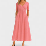 Vestido Longo Elegante com Decote Cruzado