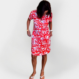 Vestido Midi com Padrão e Manga Curta