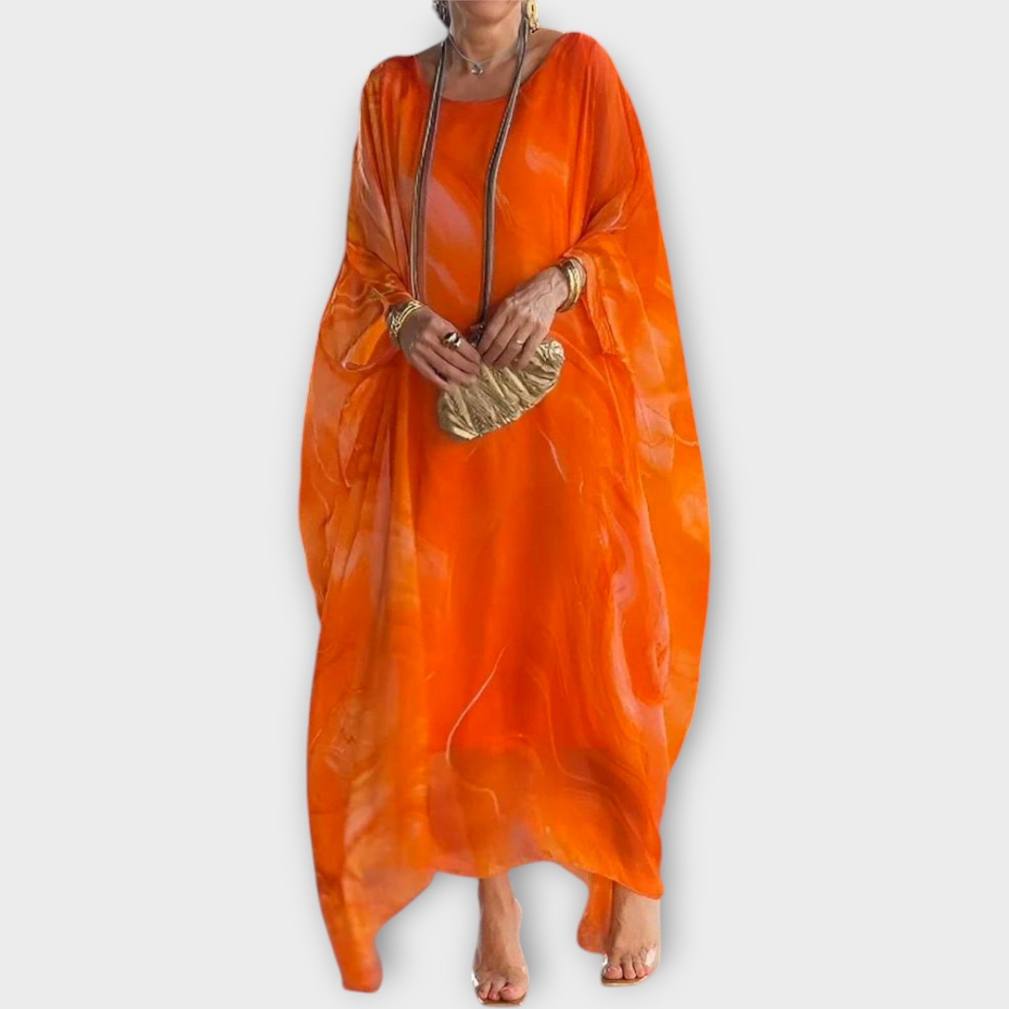 Caftan Maxi com Textura Transparente