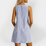 Vestido Listrado Sem Mangas