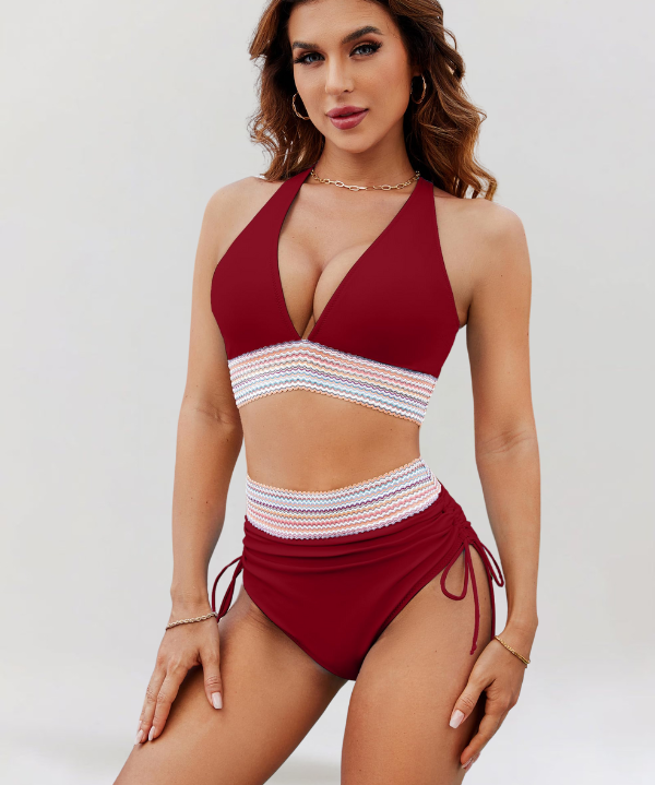 Conjunto de Biquíni com Sistema de Suporte para a Barriga e Cintura Alta