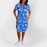 Vestido Midi com Padrão e Manga Curta