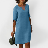 Vestido Diário com Decote em V