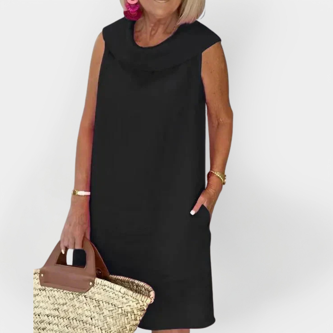 Vestido com Gola Cruzada