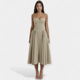 Vestido Midi Retro com Alças Finas