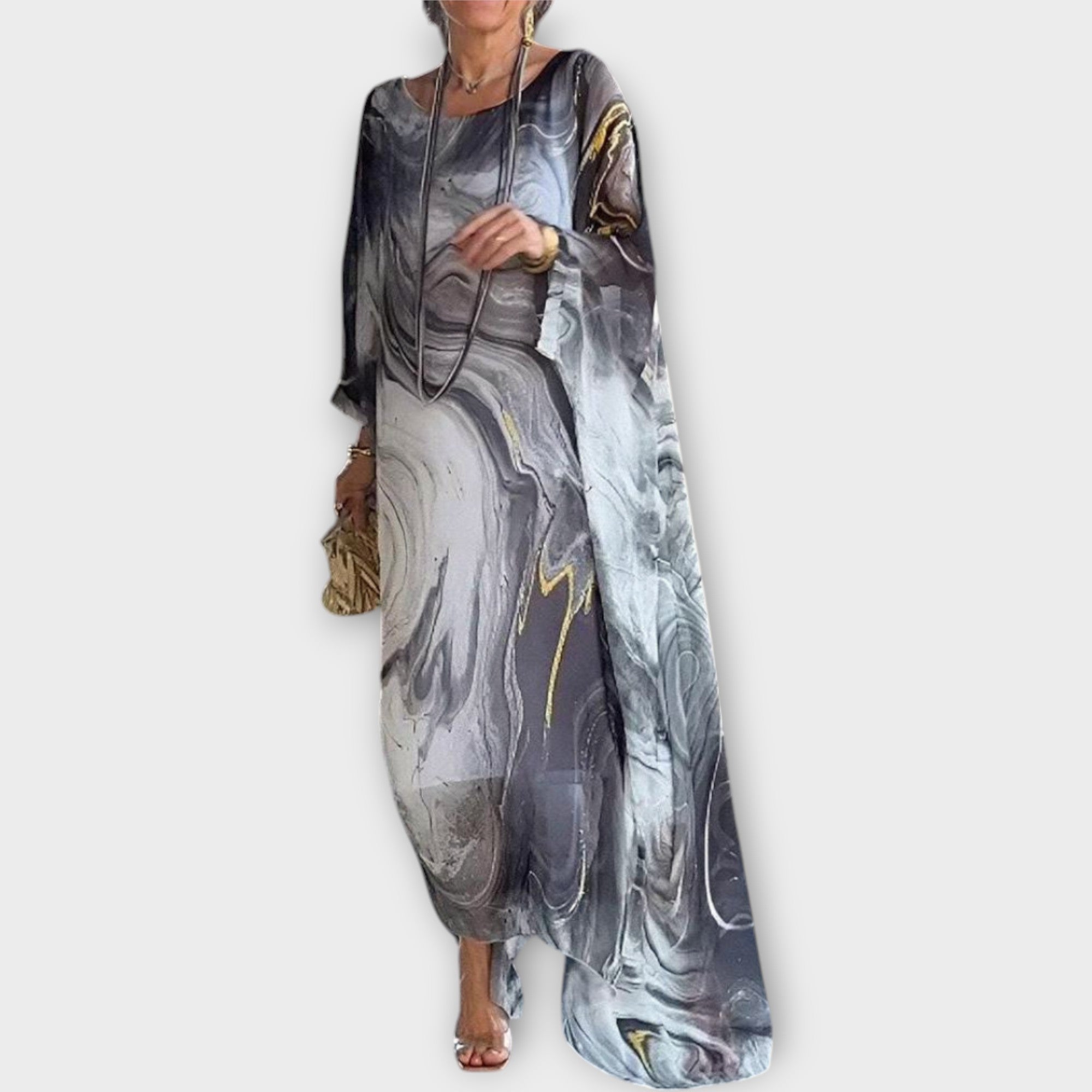 Caftan Maxi com Textura Transparente
