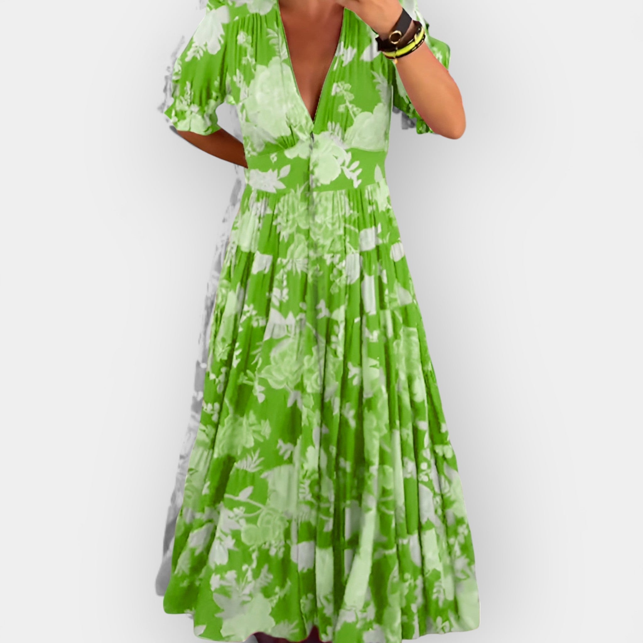 Vestido Floral Leve com Bolsos