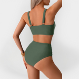 Biquíni Feminino de Cintura Alta com Acabamento no Decote