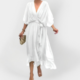 Vestido de Chiffon com Decote em V