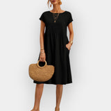 Vestido Midi com Linhas Elegantes