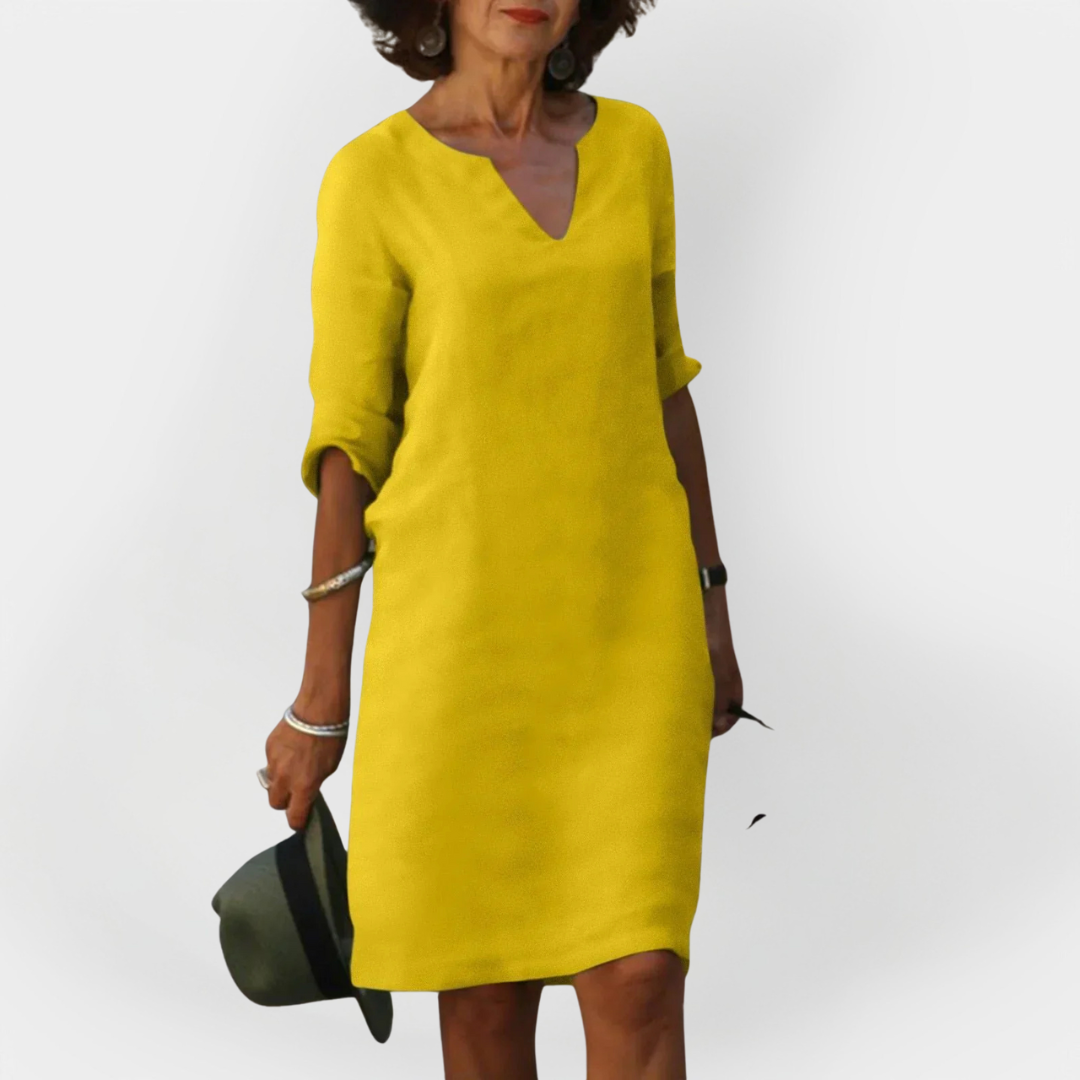 Vestido Diário com Decote em V