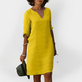 Vestido Diário com Decote em V