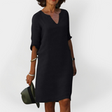 Vestido Diário com Decote em V