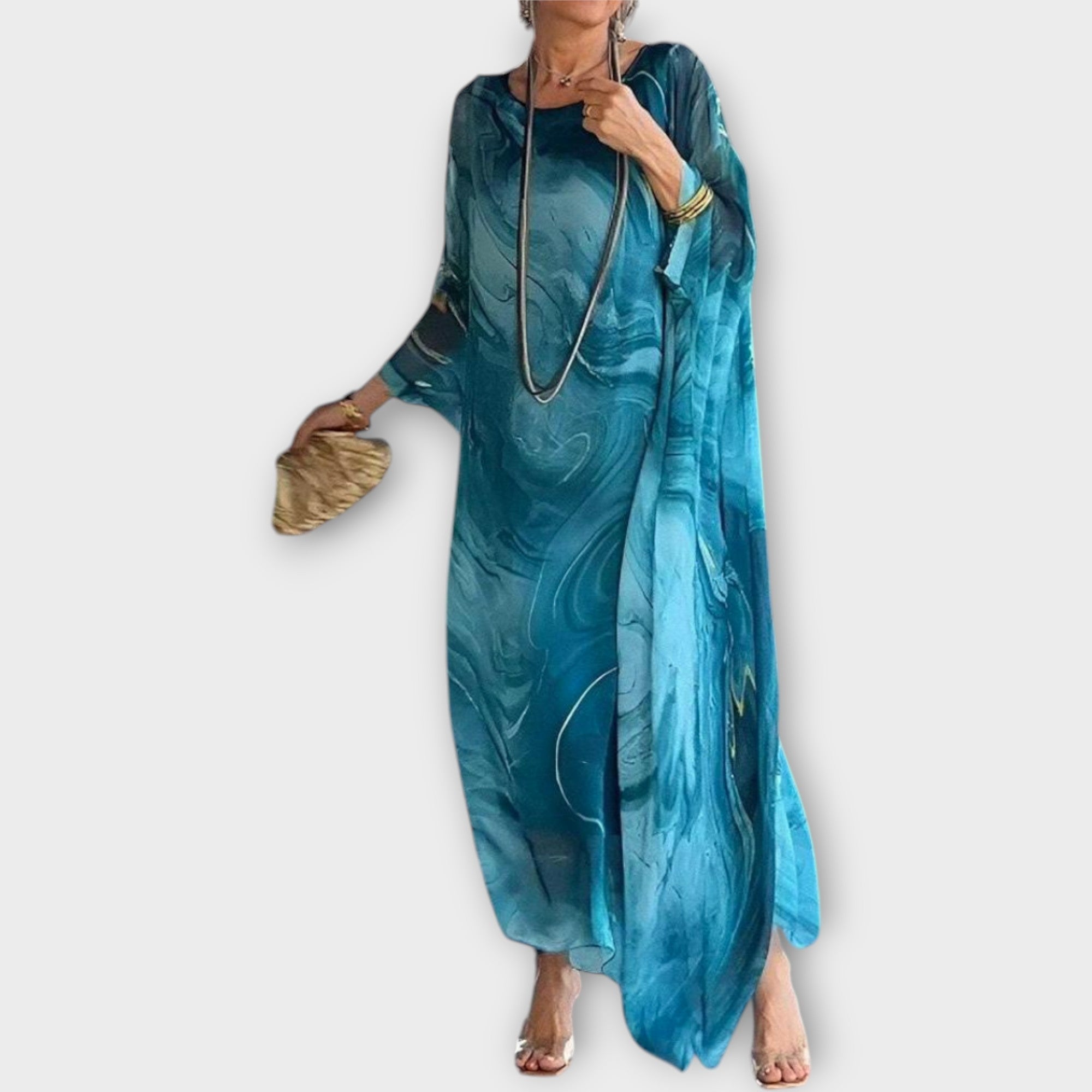 Caftan Maxi com Textura Transparente