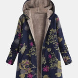 Aurora | Azul Marinho com Flores Plush Casaco