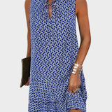 Vestido Mini com Padrão e Detalhe de Laço no Pescoço