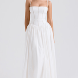 Vestido Maxi com Alças Finas e Padrão Floral