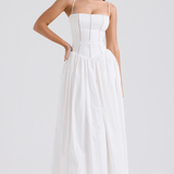 Vestido Maxi com Alças Finas e Padrão Floral