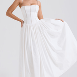 Vestido Maxi com Alças Finas e Padrão Floral