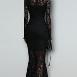 Cláudia – Vestido Midi de Renda Elegante