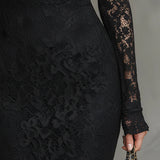 Clara – Vestido Maxi em Renda Elástica Elegante