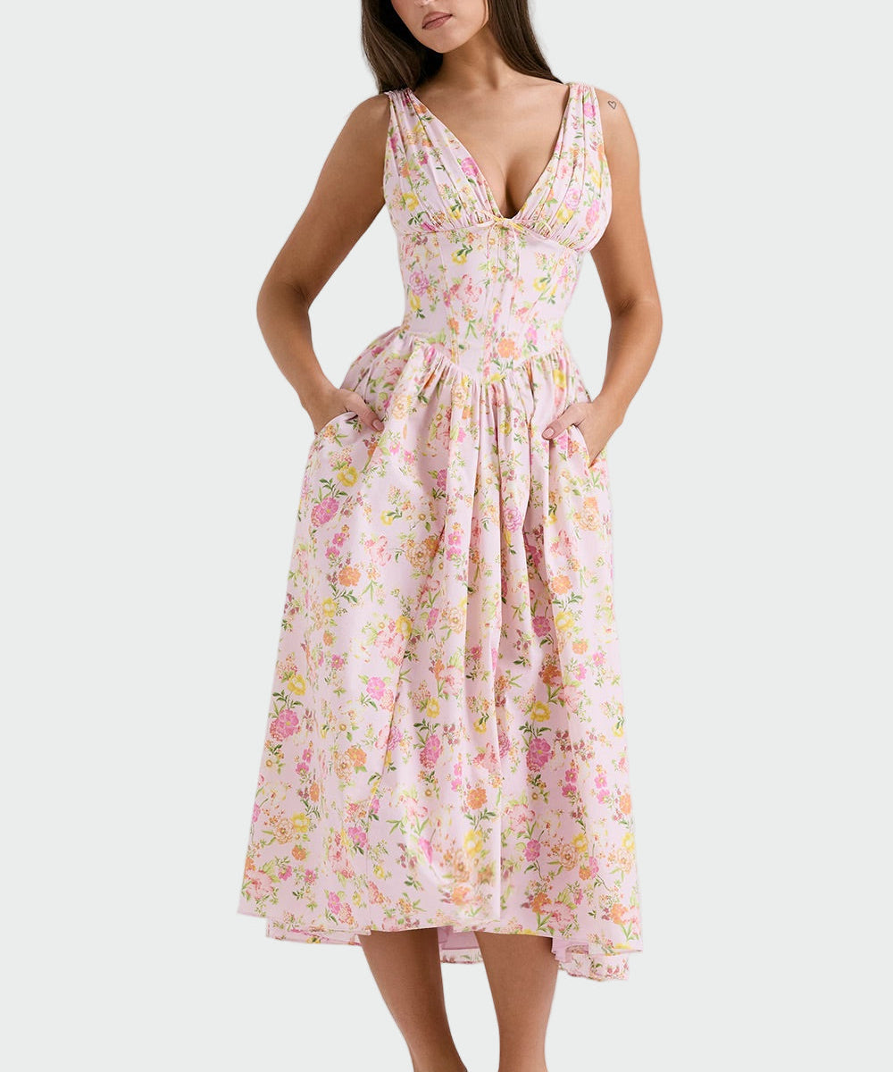 Vestido Midi de Romântica Floral