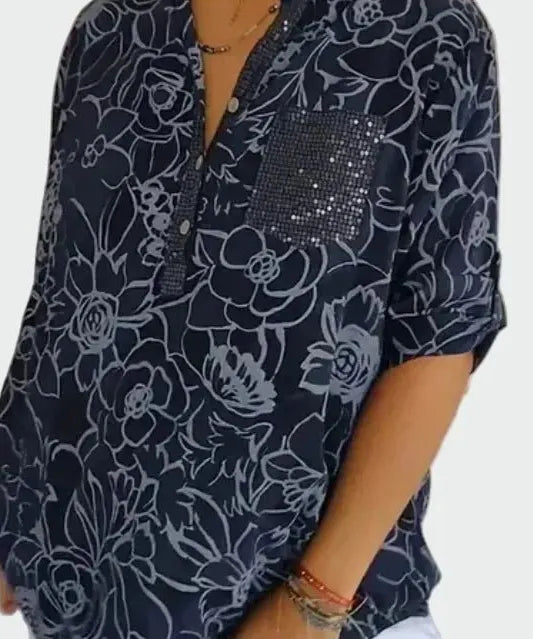 Johanne | Blusa de flores azul