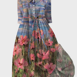 Vestido Longo com Design Impressionista