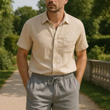 Mikkel™ | Calções de Linho Cinza Mariner