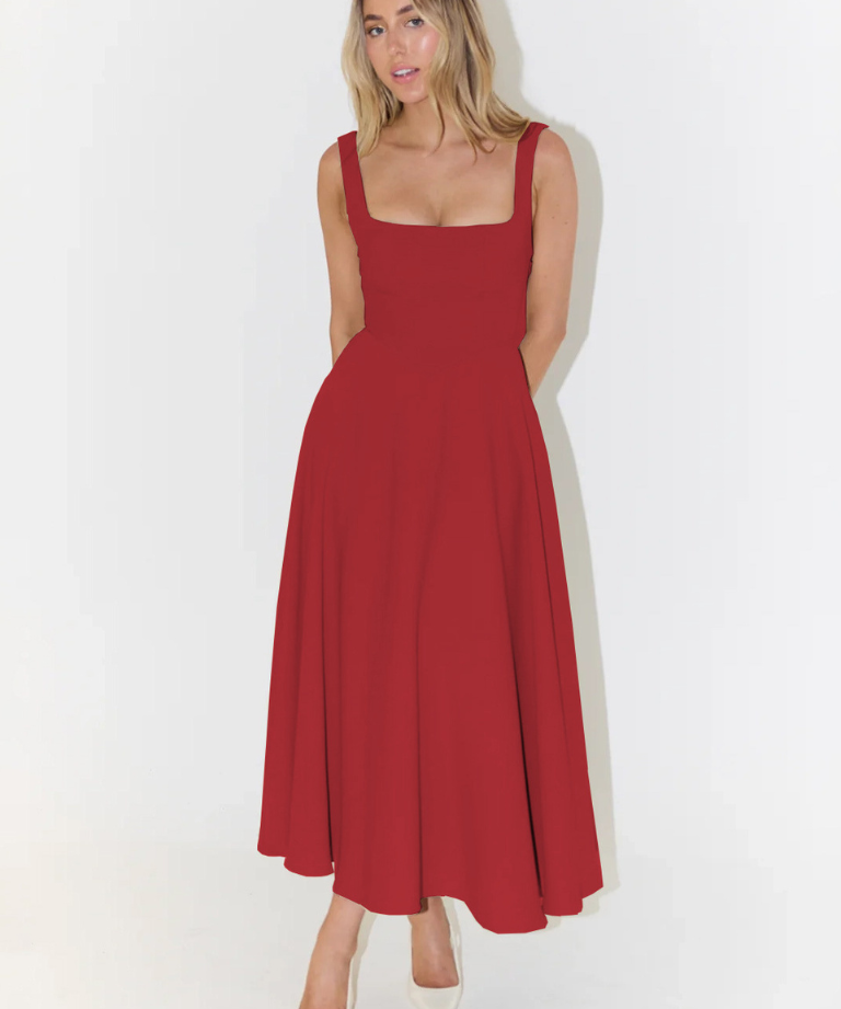 Vestido Midi Elegante com Linha Romântica