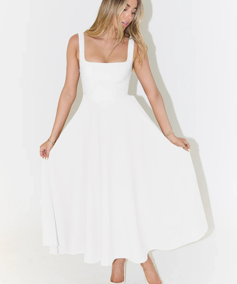 Vestido Midi Elegante com Linha Romântica