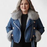 Thyra™ | Casaco de Denim com Forro de Pele Sintética