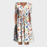 Vestido com Estampa Floral e Manga Curta
