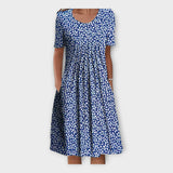 Vestido com Estampa Floral e Manga Curta