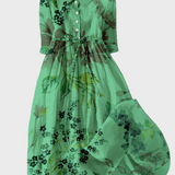 Vestido Verde com Flores Sombreadas
