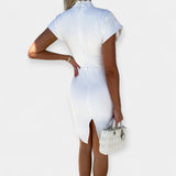 Vestido Midi de Manga Curta Elegante