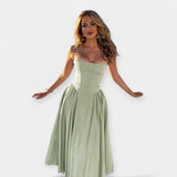 Vestido Midi Retro com Alças Finas