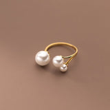 BrilhoNova Anel Triangular Ajustável Pérolas - Elegância