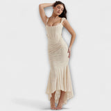 Vestido Longo com Corset Elegante e Refinado