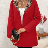 Daisy™ - Casaco Reversível com Capuz e Estampado de Leopardo