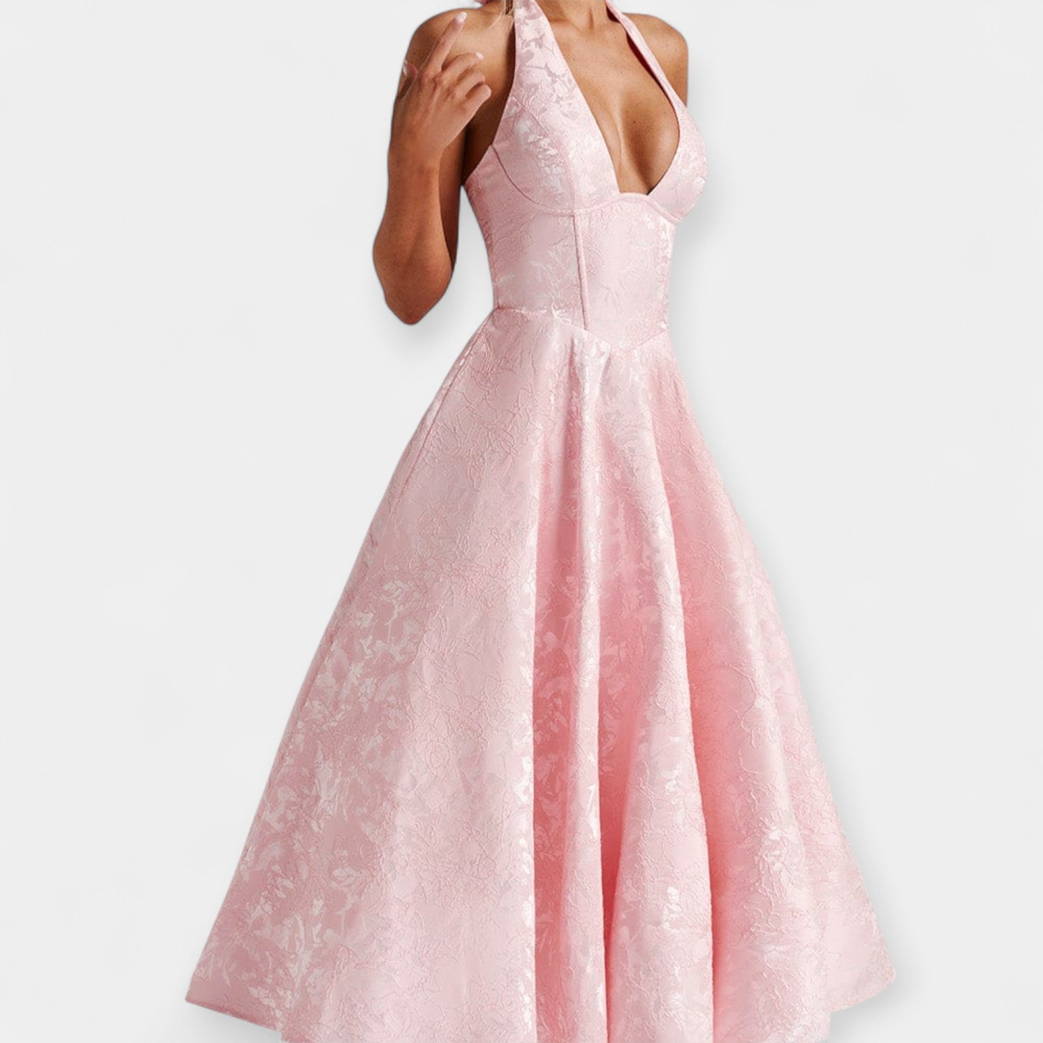 Vestido Midi com Costas Descobertas e Corset Elegante