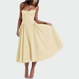 Vestido Comprido de Cetim com Alças Finas