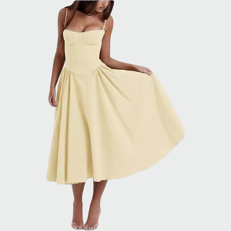 Vestido Comprido de Cetim com Alças Finas