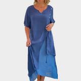 Vestido Maxi Clássico em Cor Sólida